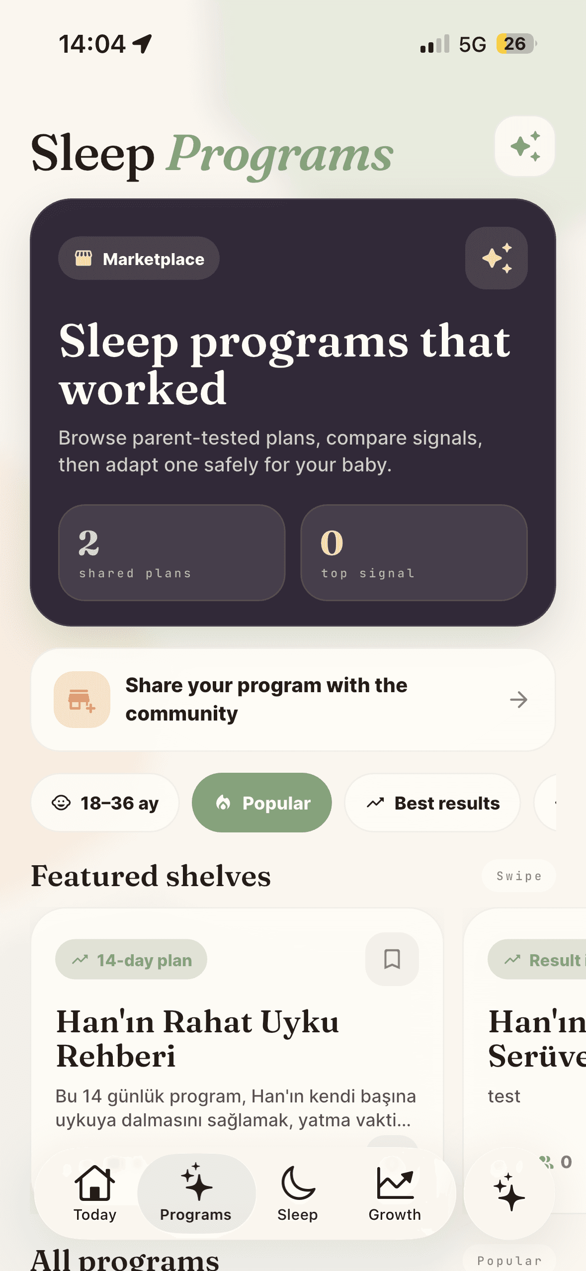 Parentra Sleep Programs marketplace showing parent-tested sleep plans