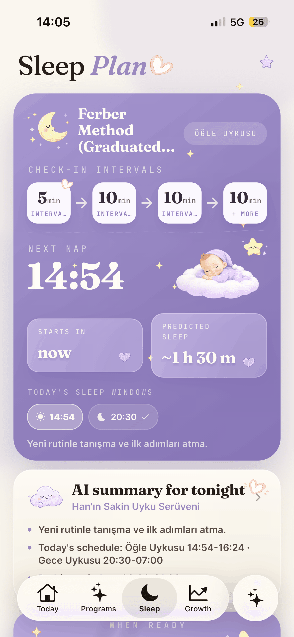 Parentra Sleep Plan screen